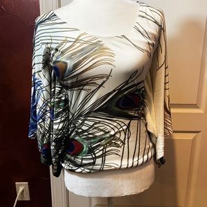 NWT Sky Open Back Peacock Top